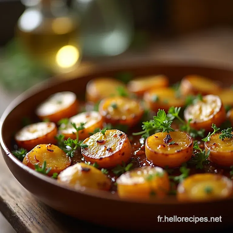 Les Trésors dAutomne Patates Douces Caramélisées aux Oignons Fondants Ail Doux et Bouquet de Thym Frais presentation