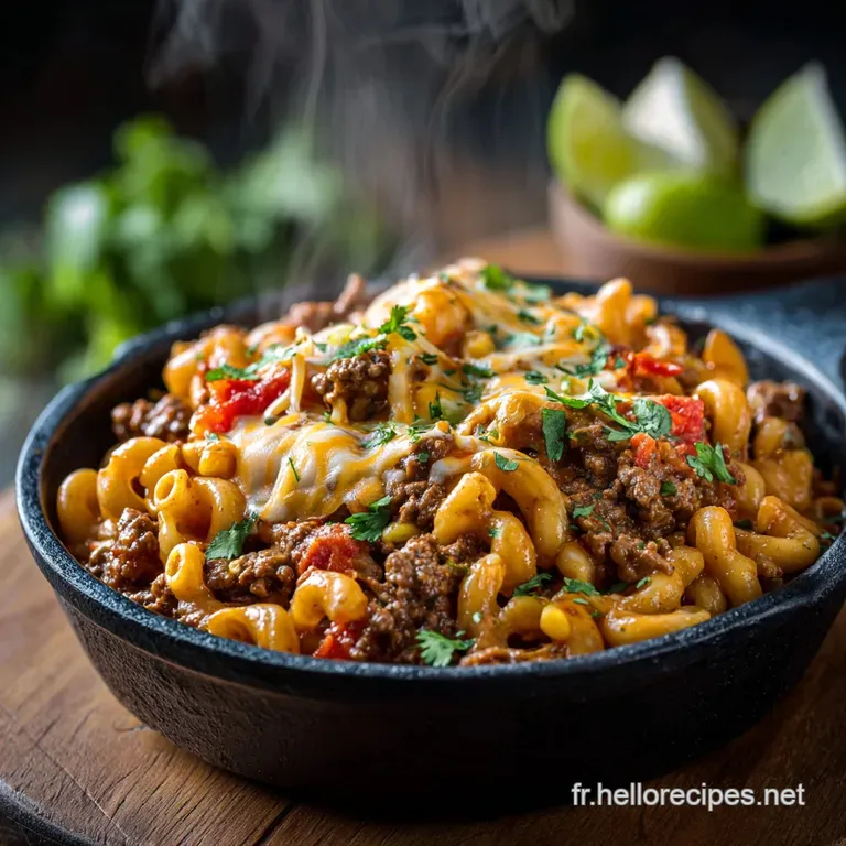 One Pot Beef Taco Pasta : P&acirc;tes Au B&oelig;uf Cr&eacute;meuses Et Pr&ecirc;tes En 30 Minutes presentation
