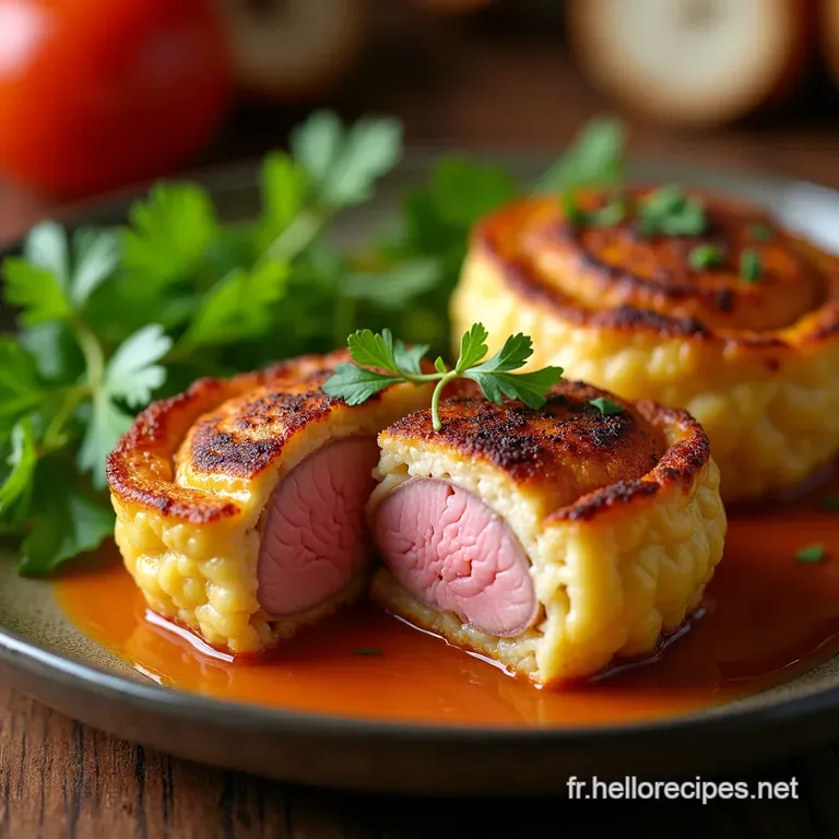 Paupiettes De Veau Sauce Foresti&egrave;re presentation