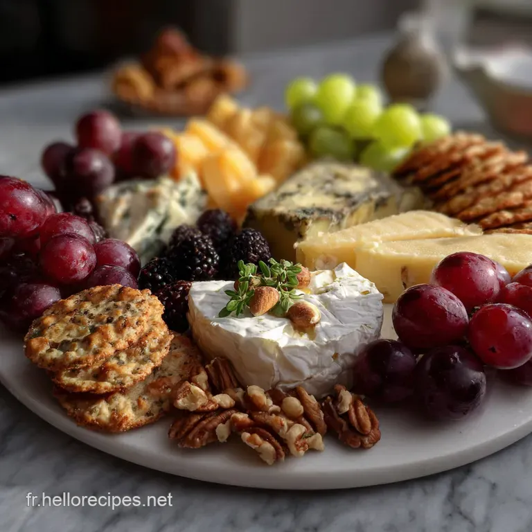 Artfully arranged cheese selection, showcasing various textures and hues, from soft whites to vibrant orange, alongside fi...