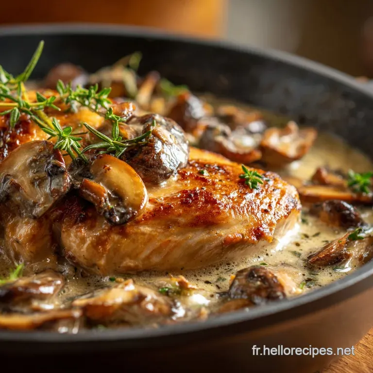 Poitrines de poulet sauce cr&eacute;meuse aux champignons Le classique bistro facile