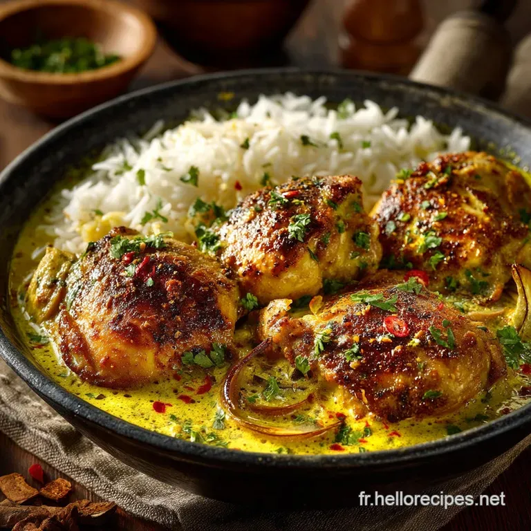 Poulet Au Curry Cr&eacute;meux Et Riz Basmati Parfum&eacute; Le Voyage Express presentation