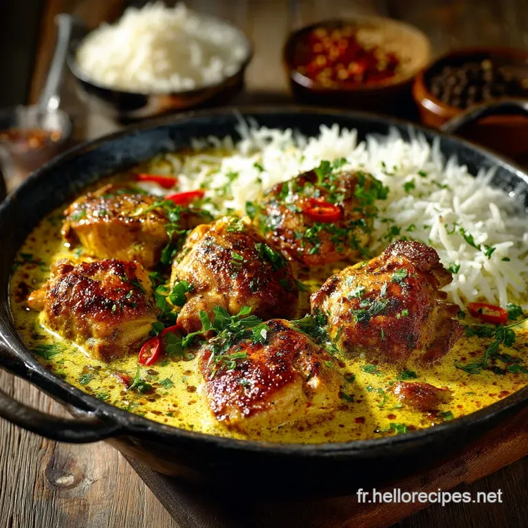 Poulet au Curry Crémeux et Riz Basmati Parfumé Le Voyage Express