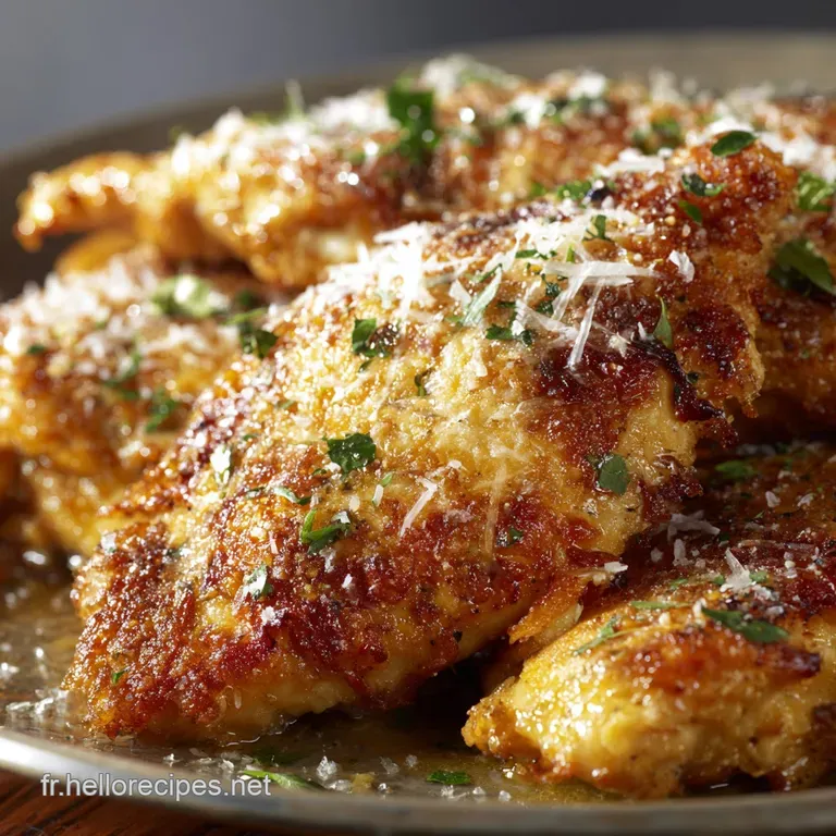 Poulet Dor&eacute; Et Croquant Au Parmesan Et &Agrave; Lail : Le Secret Dune Panure Qui Tient. presentation