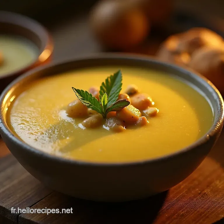 La Velouté Automnale Purée de Patate Douce aux Châtaignes et Noix de Muscade presentation