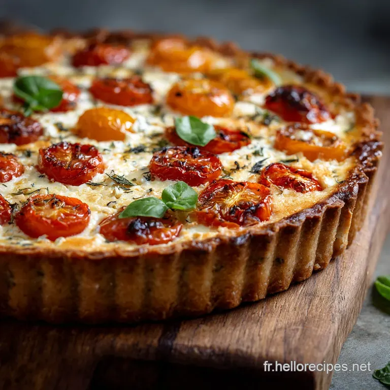 Quiche Au Ch&egrave;vre Tomates Confites Et Basilic : La Recette Du Soleil presentation