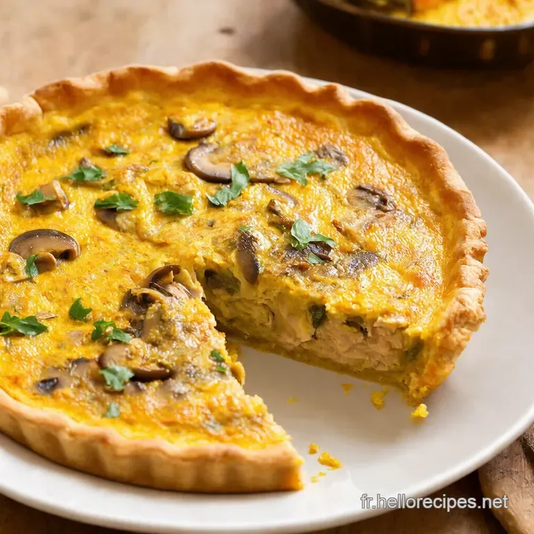 Quiche De Poulet Et Champignons Au Curry presentation