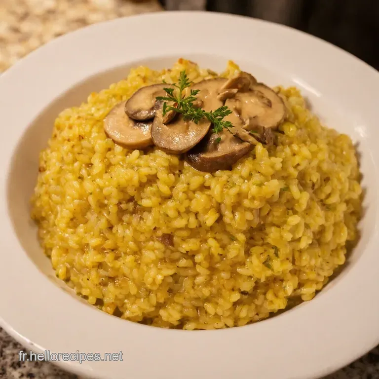 Risotto Cr&eacute;meux Aux Champignons De Paris presentation