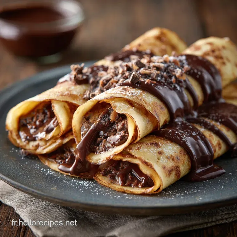 Cr&ecirc;pes Roul&eacute;es Au Chocolat L&eacute;l&eacute;gance Ultime Du Go&ucirc;ter Fran&ccedil;ais presentation
