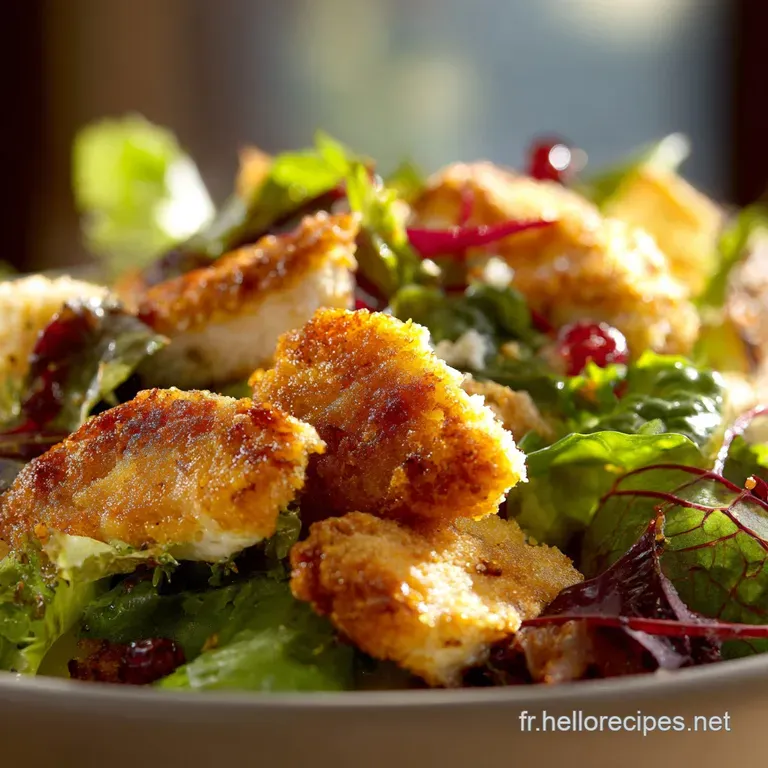 Salade C&eacute;sar Au Poulet Pan&eacute; : La Version Imp&eacute;riale Au Panko Croustillant presentation