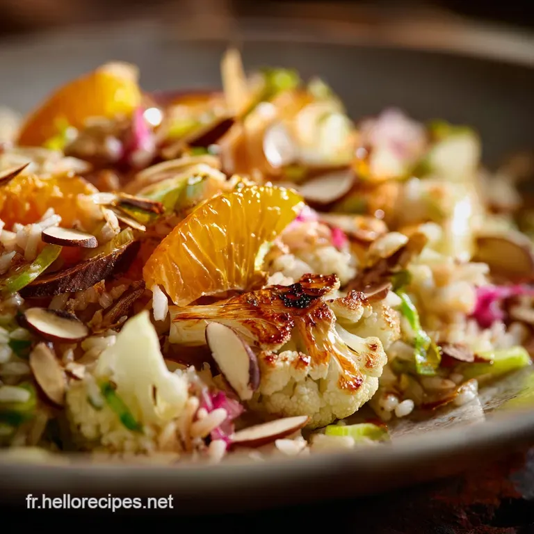 L&eacute;clat Dagrumes Salade De Riz De Choufleur Et Vinaigrette &Agrave; Lorange presentation