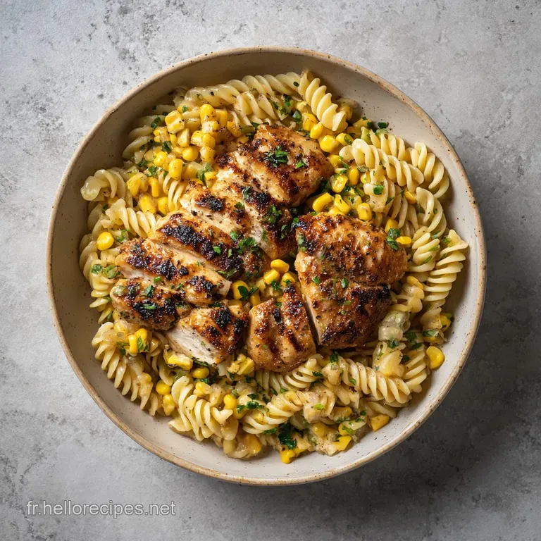 Salade De P&acirc;tes Au Ma&iuml;s Grill&eacute; Et Poulet