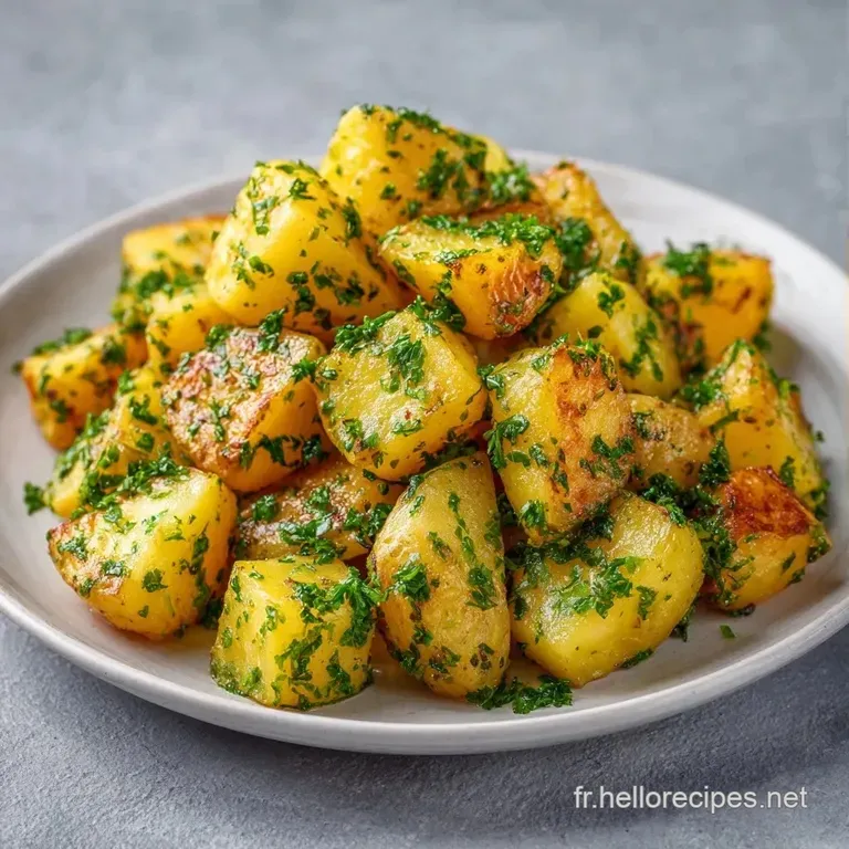 D&eacute;s de pommes de terre cr&eacute;meux dispos&eacute;s avec soin sur une assiette blanche, agr&eacute;ment&eacute;s de brins de ciboulette fra&icirc;che.