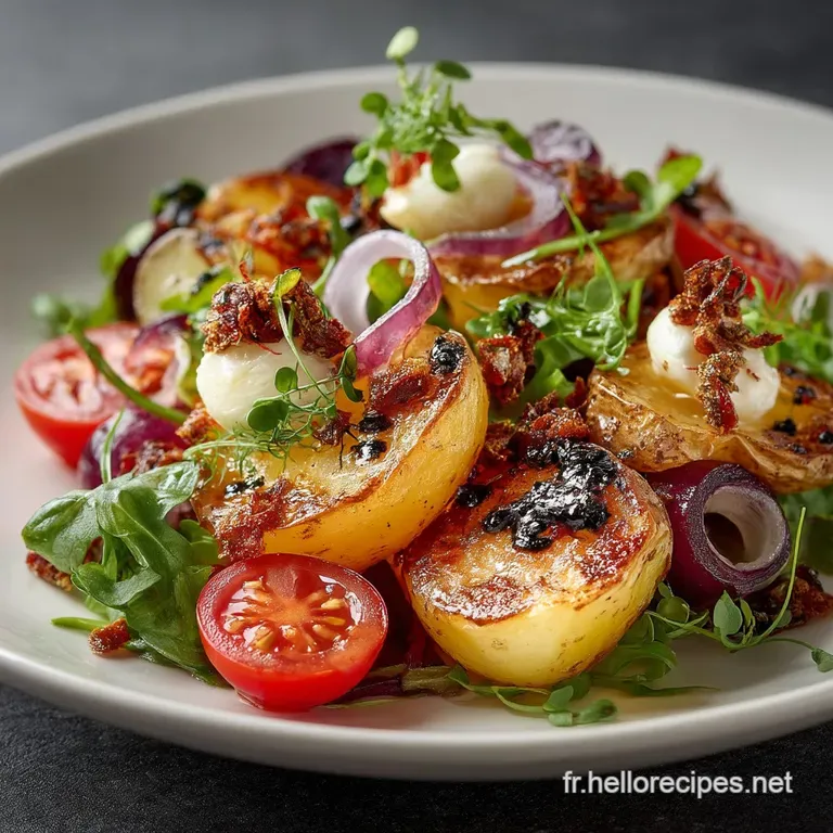 La Salade Parisienne Gourmande Pommes de Terre Tièdes et Vinaigrette presentation