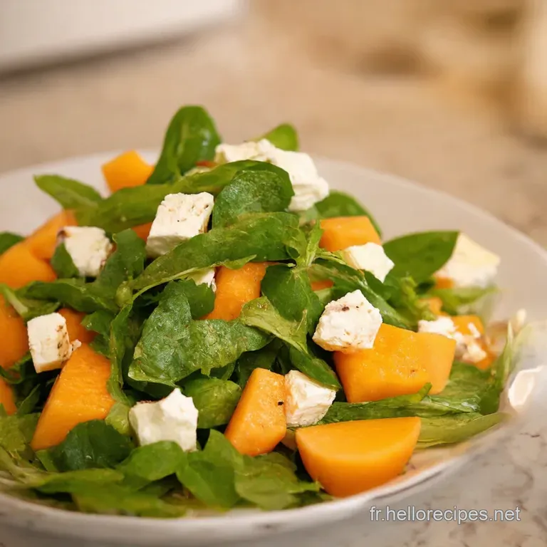 Salade Estivale Melon Feta Et Menthe Fra&icirc;che presentation