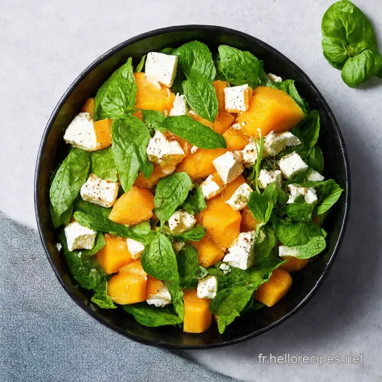Salade Estivale Melon Feta et Menthe Fra&icirc;che