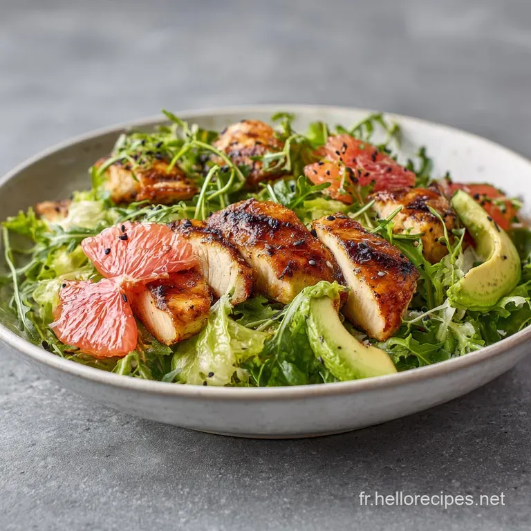 Salade Compos&eacute;e au Poulet Miel et Pamplemousse