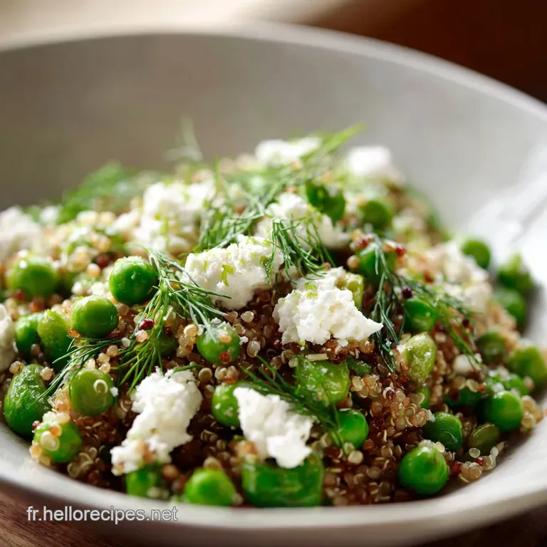 Salade De Printemps &Eacute;clatante Quinoa Petits Pois Frais Et Feta Cr&eacute;meuse presentation