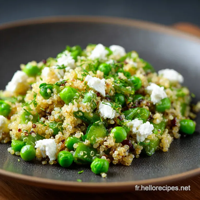 Salade de Printemps Éclatante Quinoa Petits Pois Frais et Feta Crémeuse