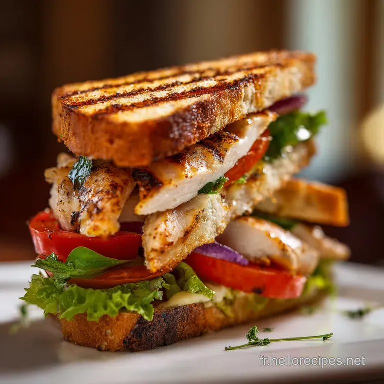 Sandwich Au Poulet Et Pain Grill&eacute; Recette Supr&ecirc;me Style Bistrot Juteux &Agrave; Souhait presentation