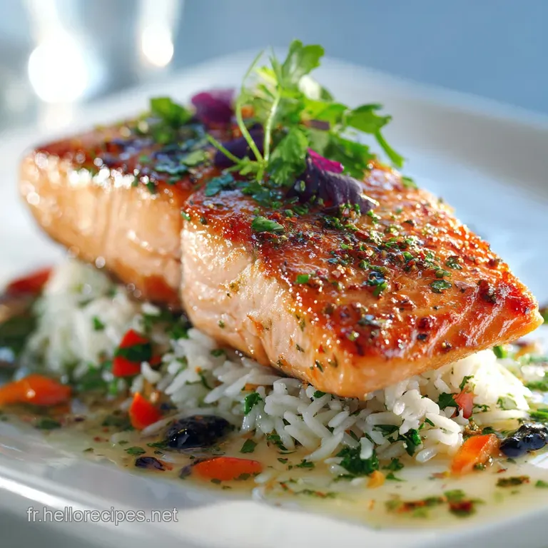 Saumon au Four et Riz au Jasmin Laqué au Miel et Citron Vert