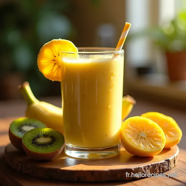 Smoothie Exotique Kiwi Banane Et Ananas presentation