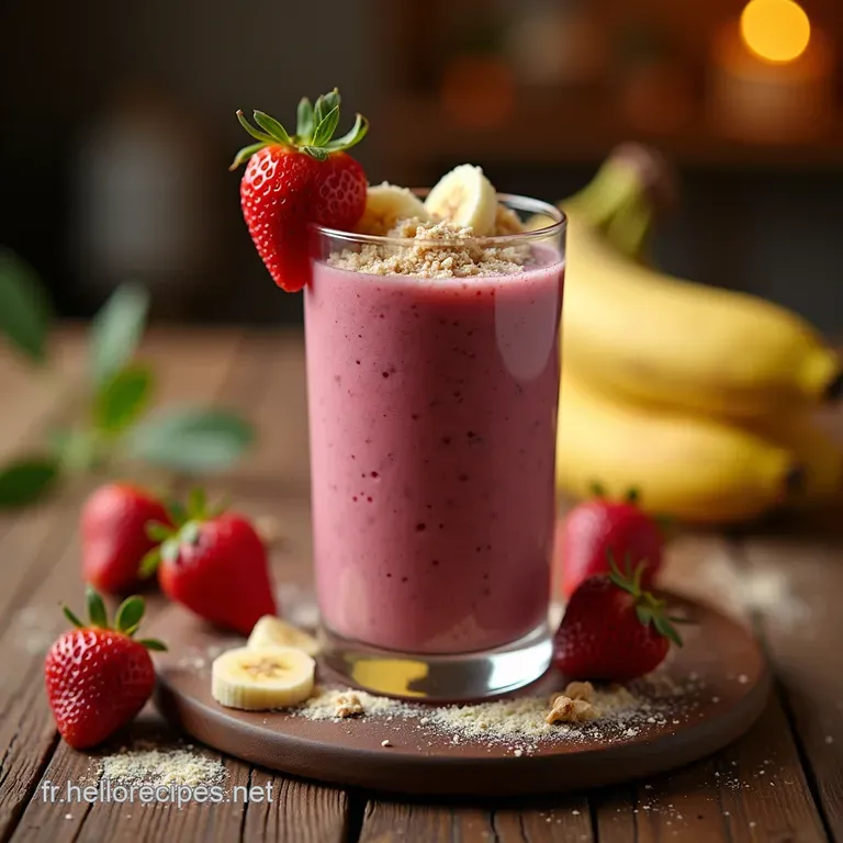 Le Classique Infaillible Smoothie FraiseBanane La Quintessence de la Fraîcheur presentation