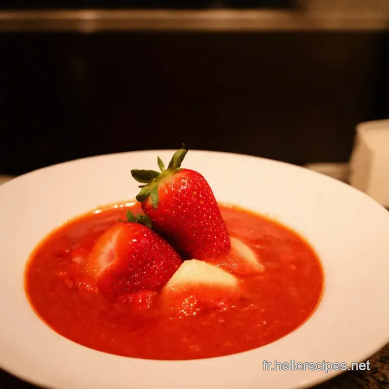 Soupe De Fraises Rafra&icirc;chissante &Agrave; La Menthe Et Au Citron Vert presentation