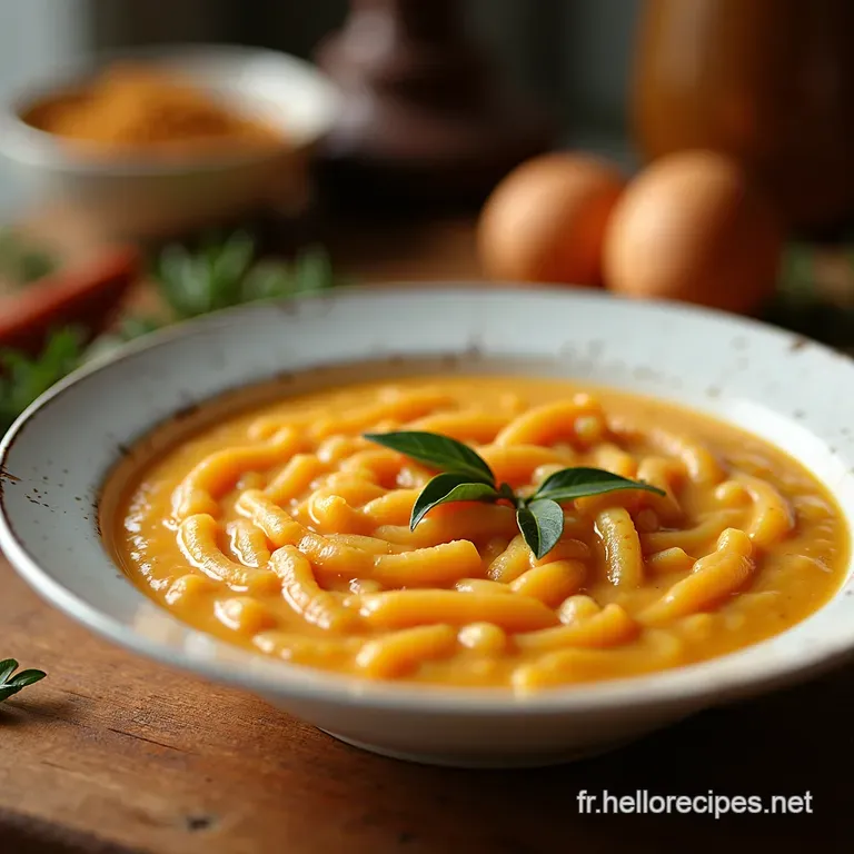Soupe De Lentilles Corail Au Lait De Coco Et &Eacute;pices presentation