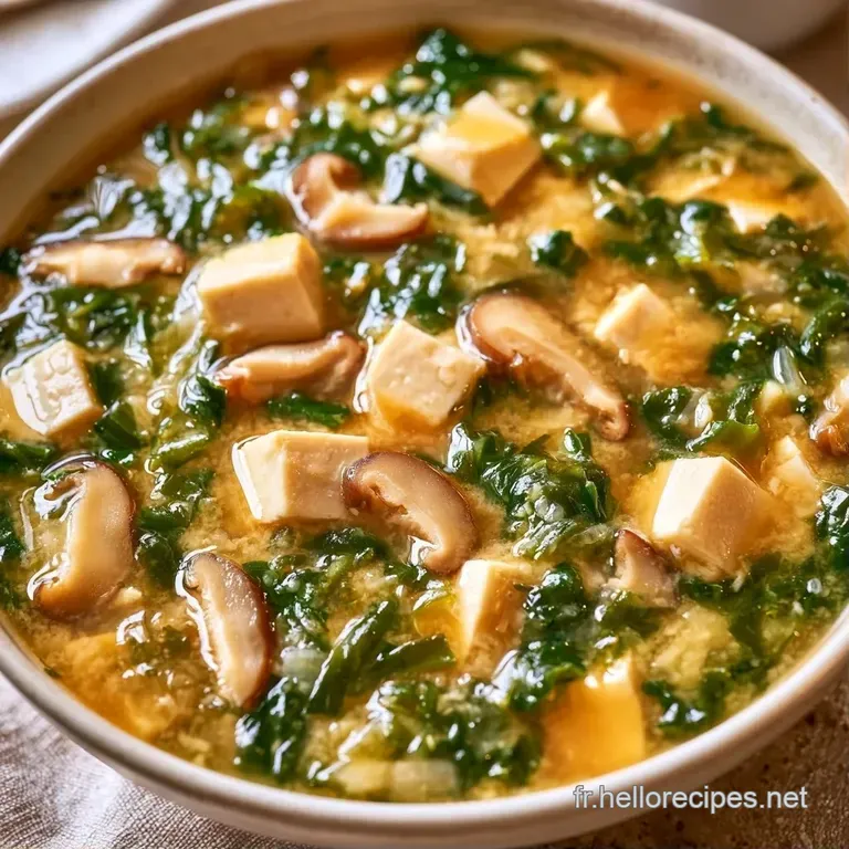 Bol en c&eacute;ramique sombre contenant un bouillon chaud fumant, agr&eacute;ment&eacute; de l&eacute;gumes color&eacute;s et de tofu fondant.