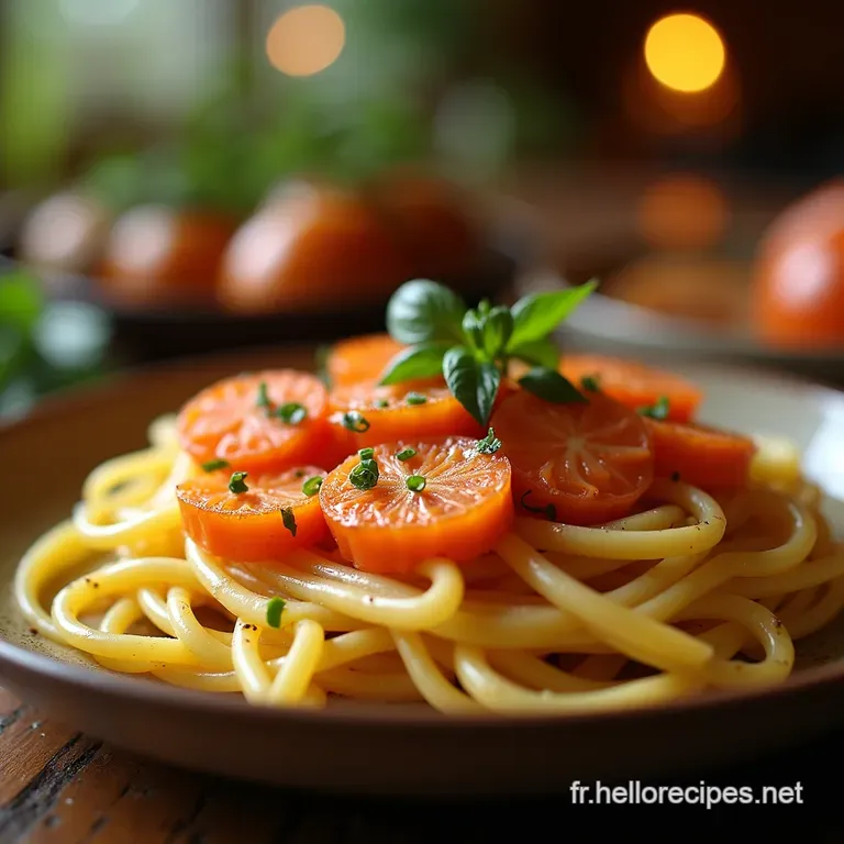 Les Tagliatelles Maison au Saumon Frais et sa Sauce Crémée à lAneth presentation