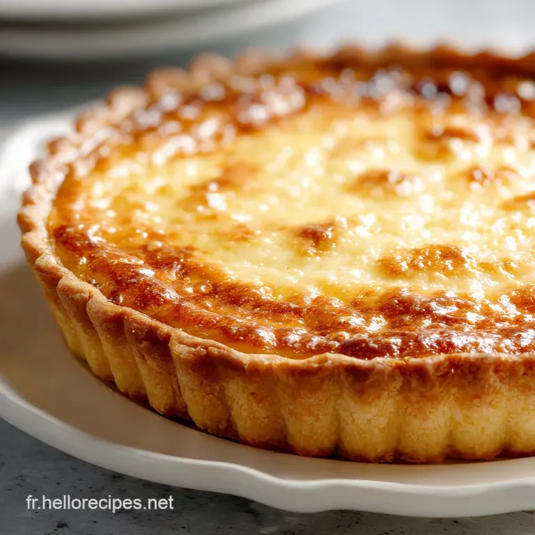 Slice of warm Maroilles tart with steam rising. Crust is browned with visible cheese pull. A rich and rustic comfort food.