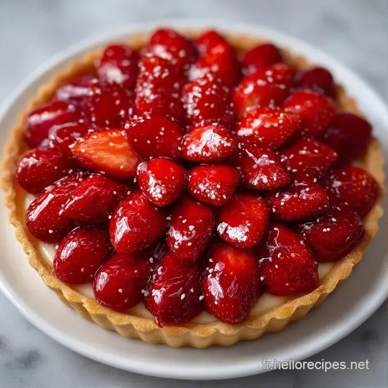 Une part de tarte color&eacute;e pos&eacute;e sur une assiette blanche, avec des fruits juteux et un biscuit croquant et dor&eacute;.
