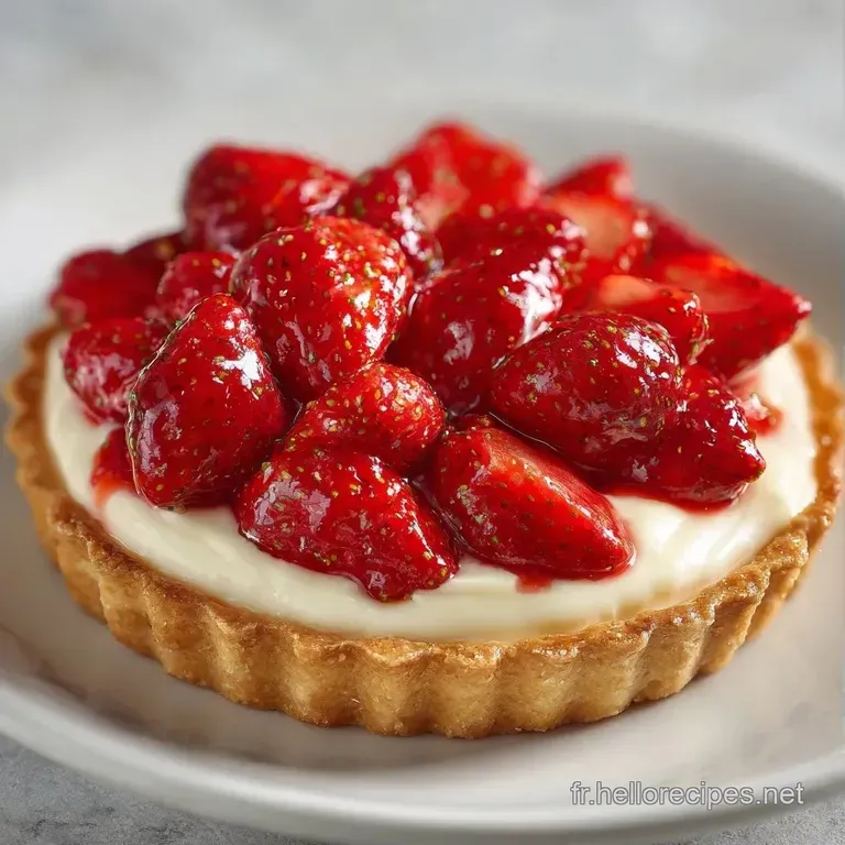Une part de tarte aux fruits rouges pos&eacute;e sur une assiette blanche, r&eacute;v&eacute;lant une cr&egrave;me &eacute;paisse et lisse et fondante.