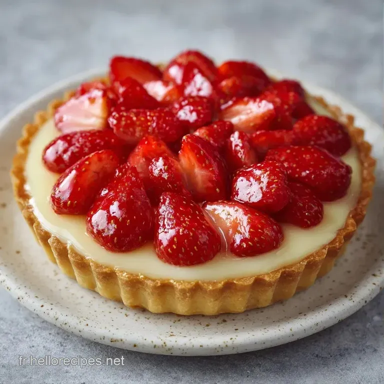 Une part de tarte color&eacute;e sur assiette blanche, montrant la texture fondante de la cr&egrave;me et le croquant de la p&acirc;te.