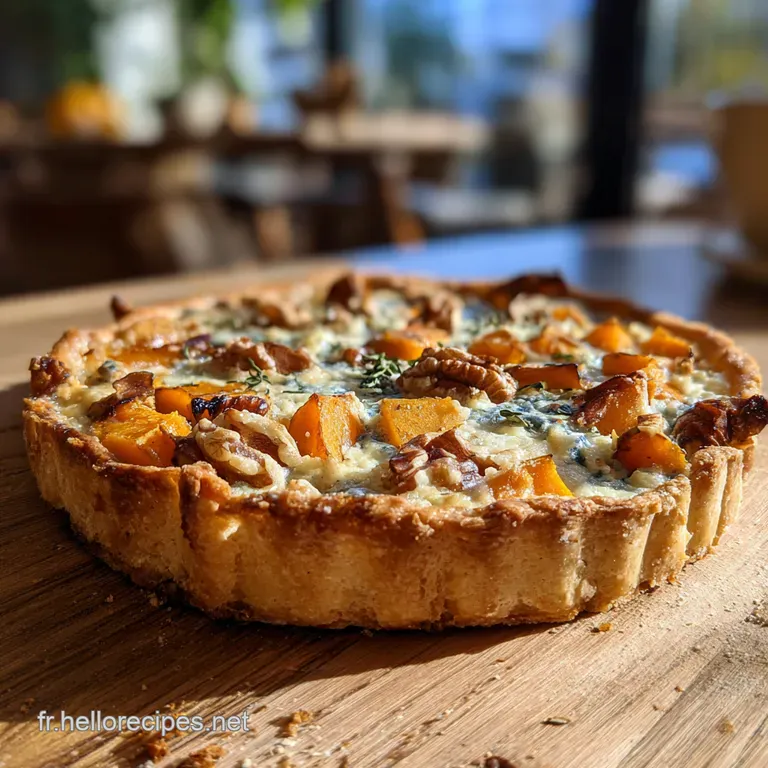 Tarte Rustique Butternut Bleu dAuvergne et Noix au Thym presentation