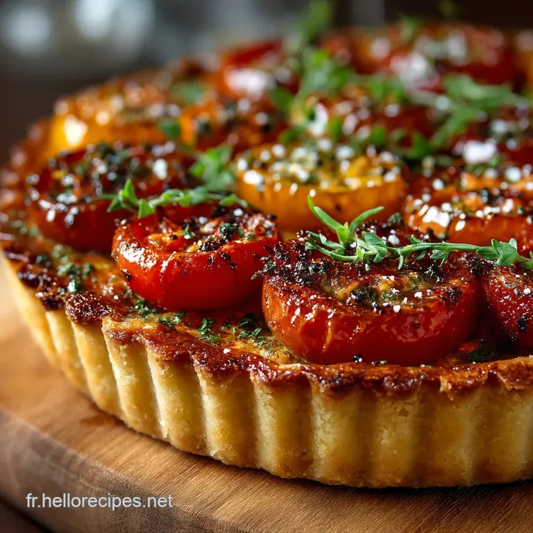 Tarte Soleil du Sud Croustillant de Pâte Brisée Thon Savoureux et Fondue de Tomates à la Moutarde Fine presentation