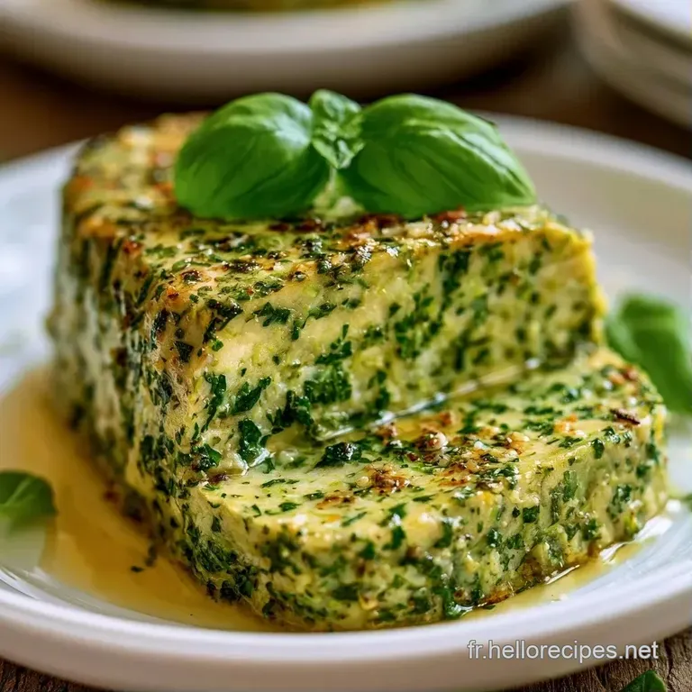 Part de terrine aux strates vertes et blanches dispos&eacute;e sur une assiette &eacute;pur&eacute;e, texture fondante et couleurs fra&icirc;ches.