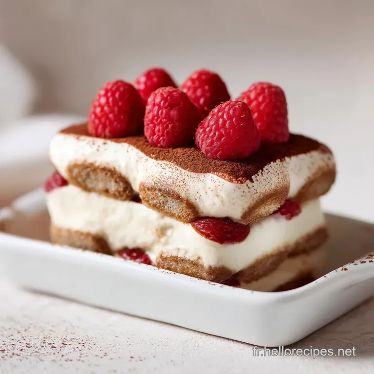 Tiramisu au chocolat blanc et aux framboises C&oelig;ur de Printemps