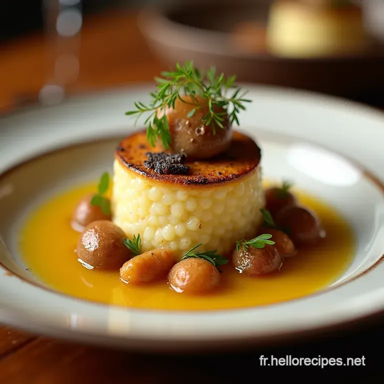 Le Secret dun Hiver Douillet Velouté de Châtaignes Onctueux à lHuile de Truffe et Croustillants de Noisettes presentation