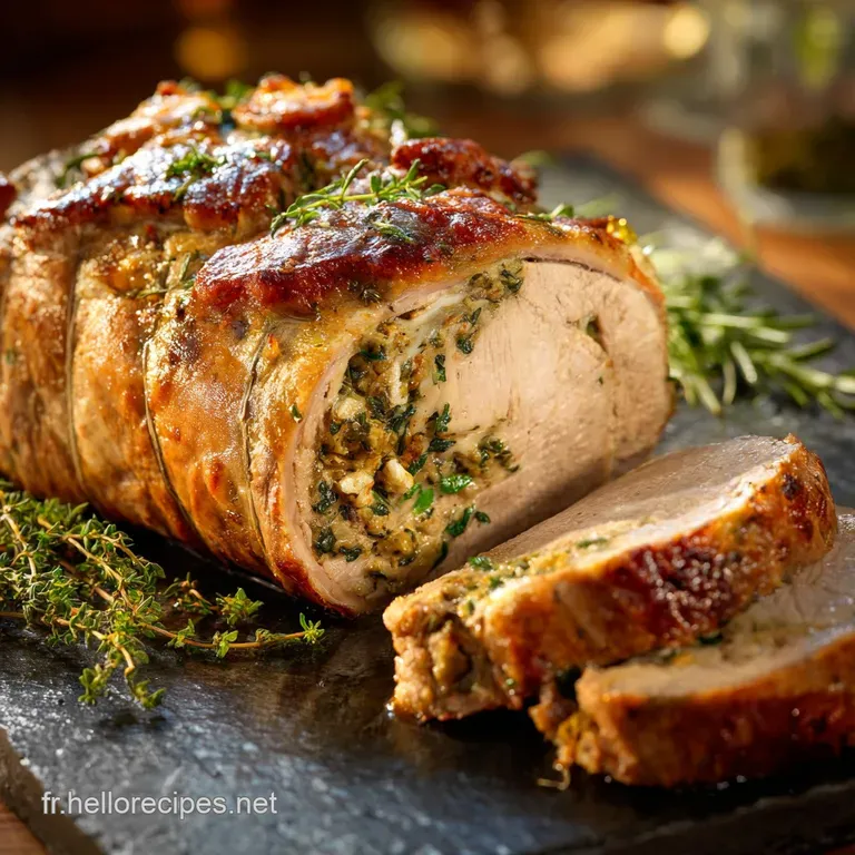 Viande de f&ecirc;te : R&ocirc;ti de Veau Cro&ucirc;te dHerbes et sa sauce cr&eacute;meuse