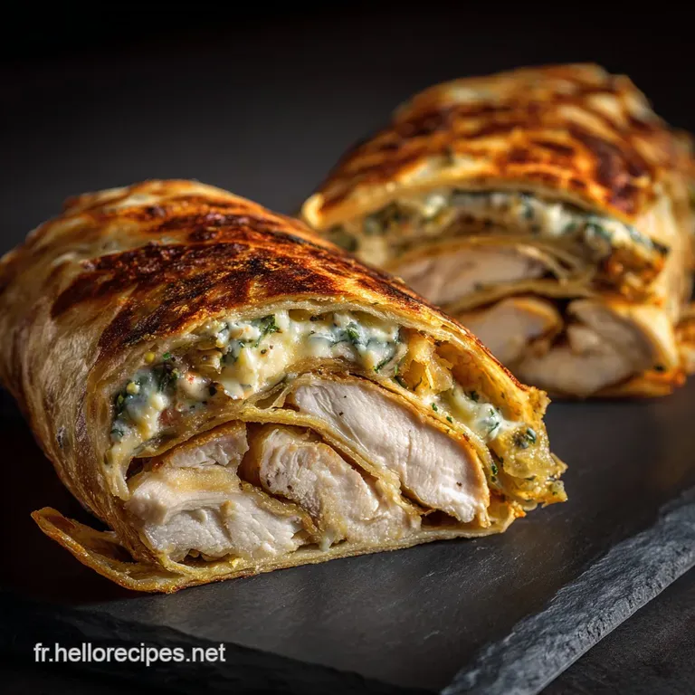Le Croquewrap Poulet Cr&eacute;m&eacute; &Agrave; Lail Confite Et Comt&eacute; Fondant presentation