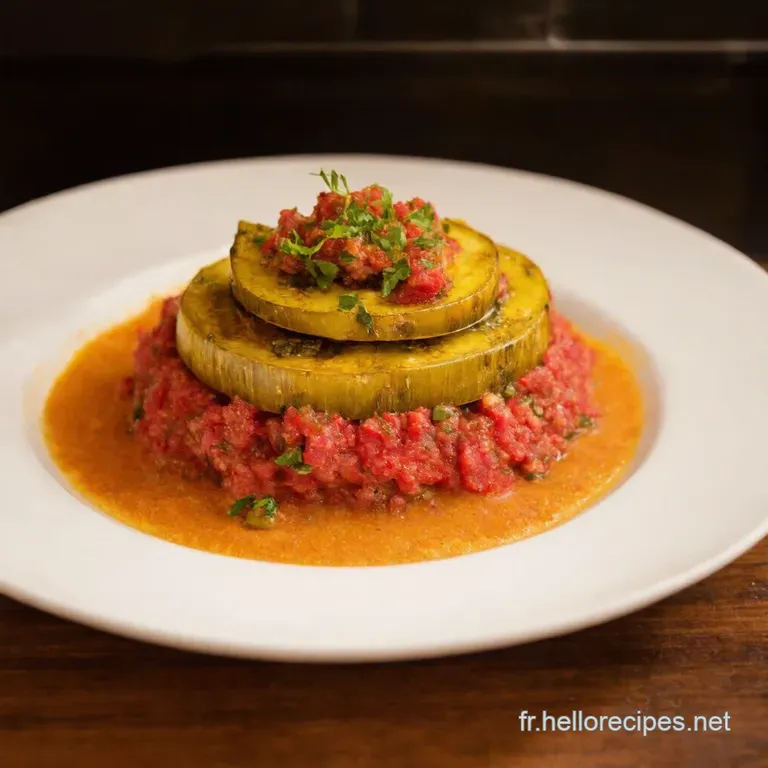 Zaalouk Revisit&eacute; Tartare Daubergines Marocain presentation